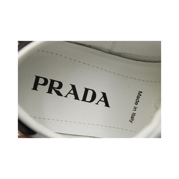 Prada Downtown Perforated Sneakers in White Leather - Picture 9 of 10